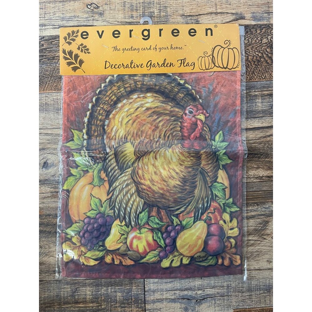 Happy Thanksgiving Decorative Garden Flag By Evergreen Turkey Harvest Home NOS